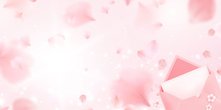 粉色花瓣信封立体桃心简约文艺小清新浪漫温馨母亲节边框展板背景